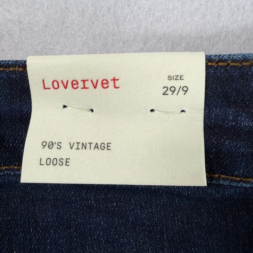 Lovervet by Vervet 90s Vintage Loose Wide Leg Jeans Sz 29/9 Dark Wash High Rise - Picture 6 of 10